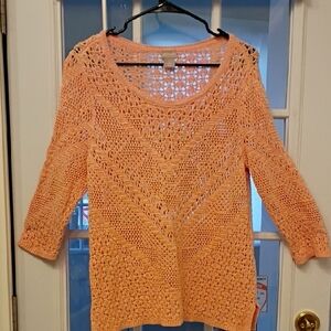 Chico's Peach Crochet Women's Sweater